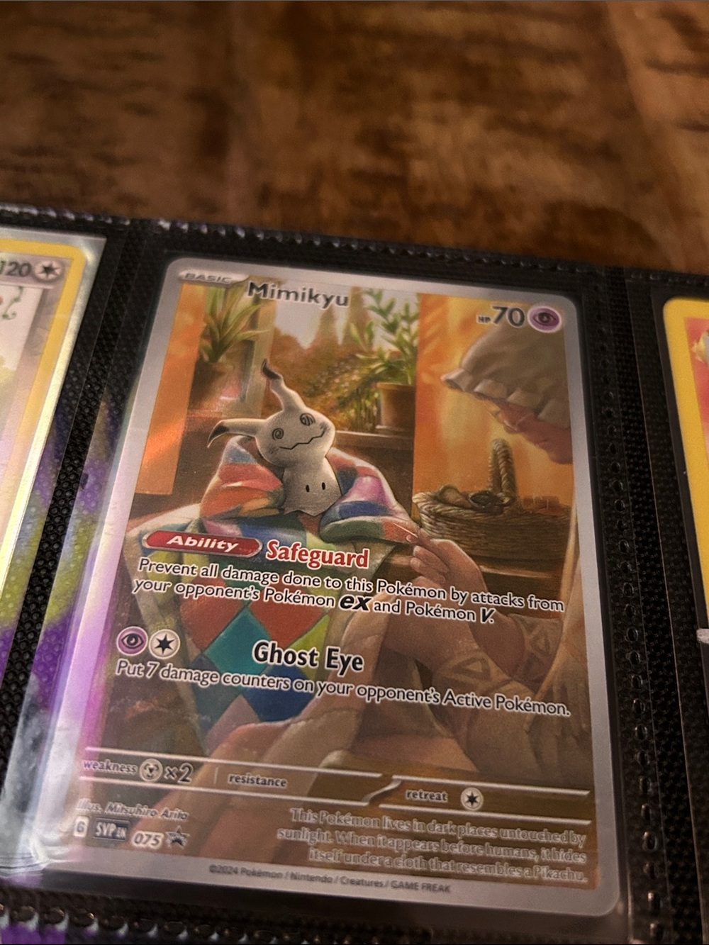Pokemon Mimikyu Trading Card - Cream Pink Blue Tan